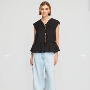 Modern Citizen Neha Tie-Front Tiered Blouse - Small, Black, NWOT